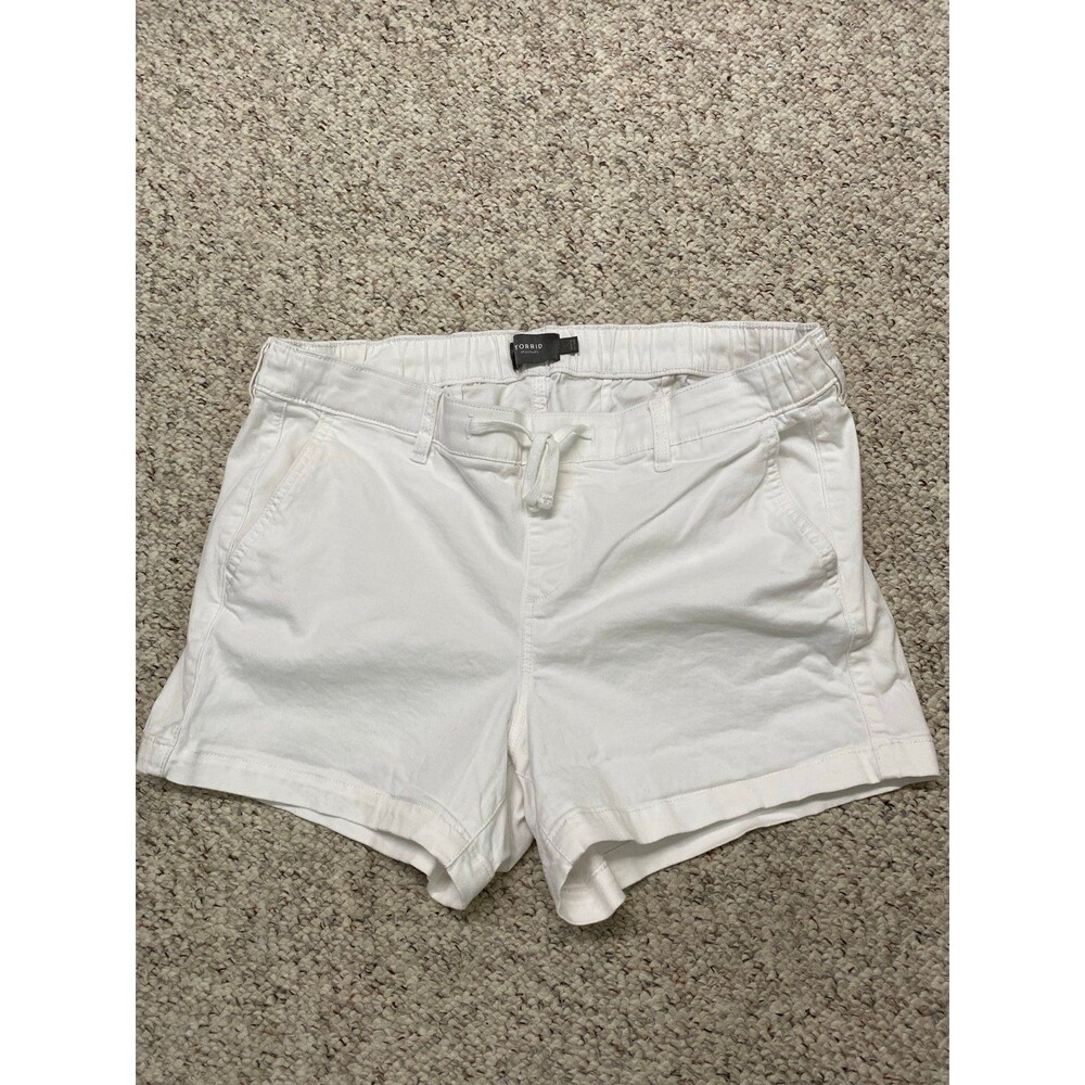 1X Torrid High-Rise Jogger Elastic Band With Tie  Shorts White